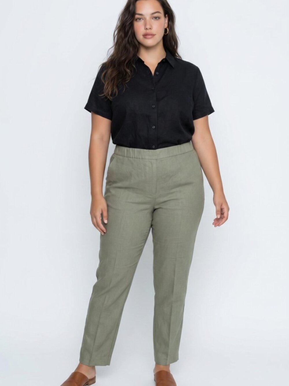 Love linen tapered olive green comfy casual pants